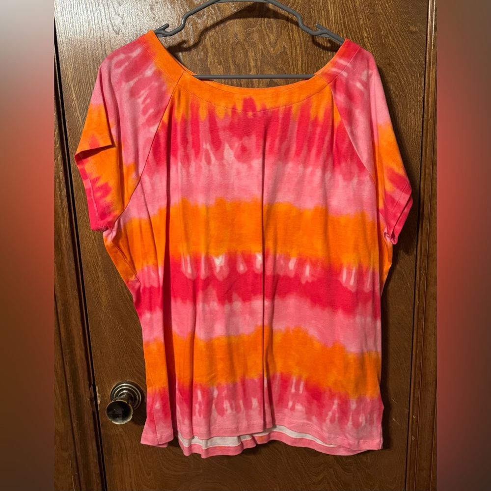Lauren 3X Tie-Dye Pink and Orange Women's Top shirt